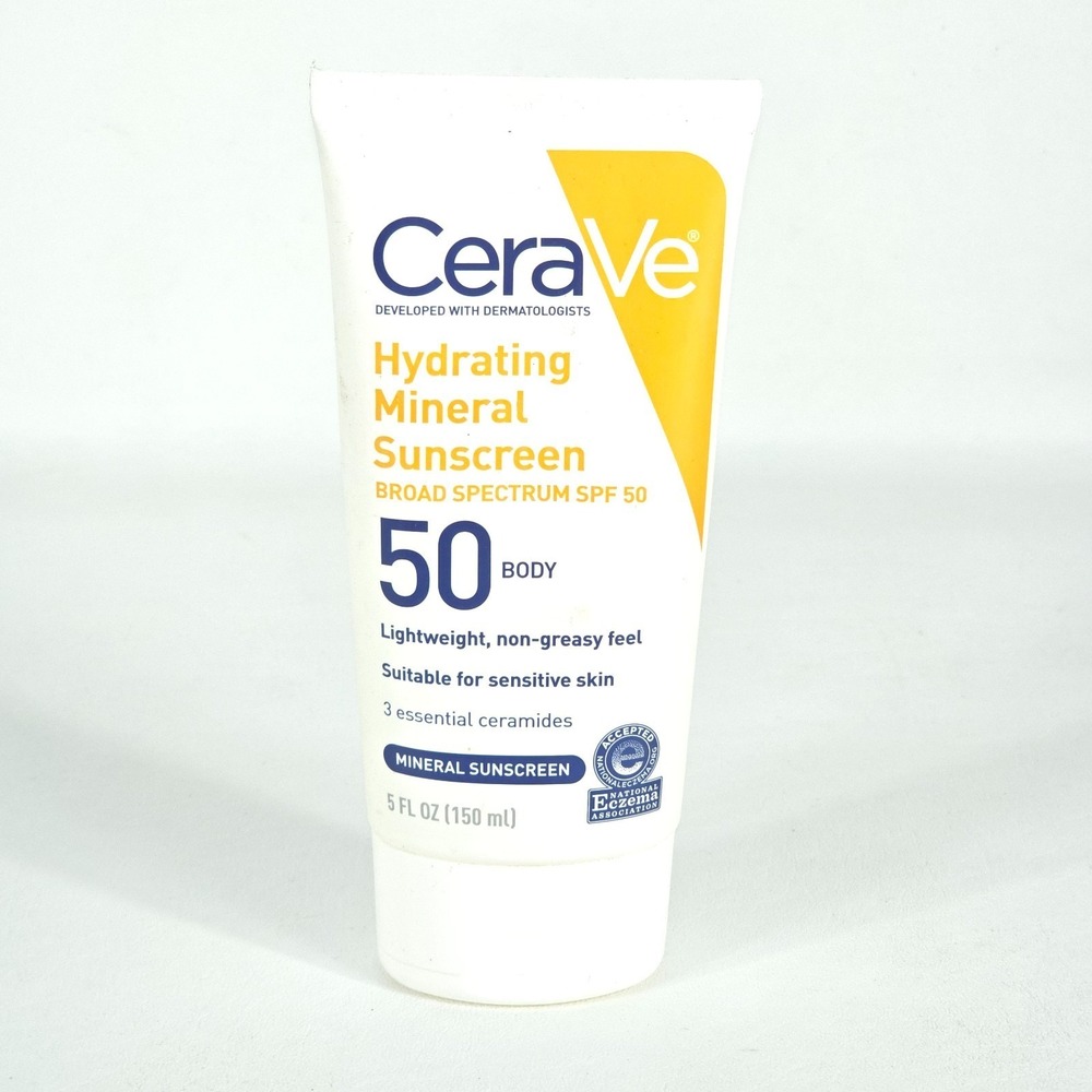 CeraVe 100% Mineral Sunscreen SPF 50 Body Sunscreen Zinc Oxide 5 OZ Summer NEW